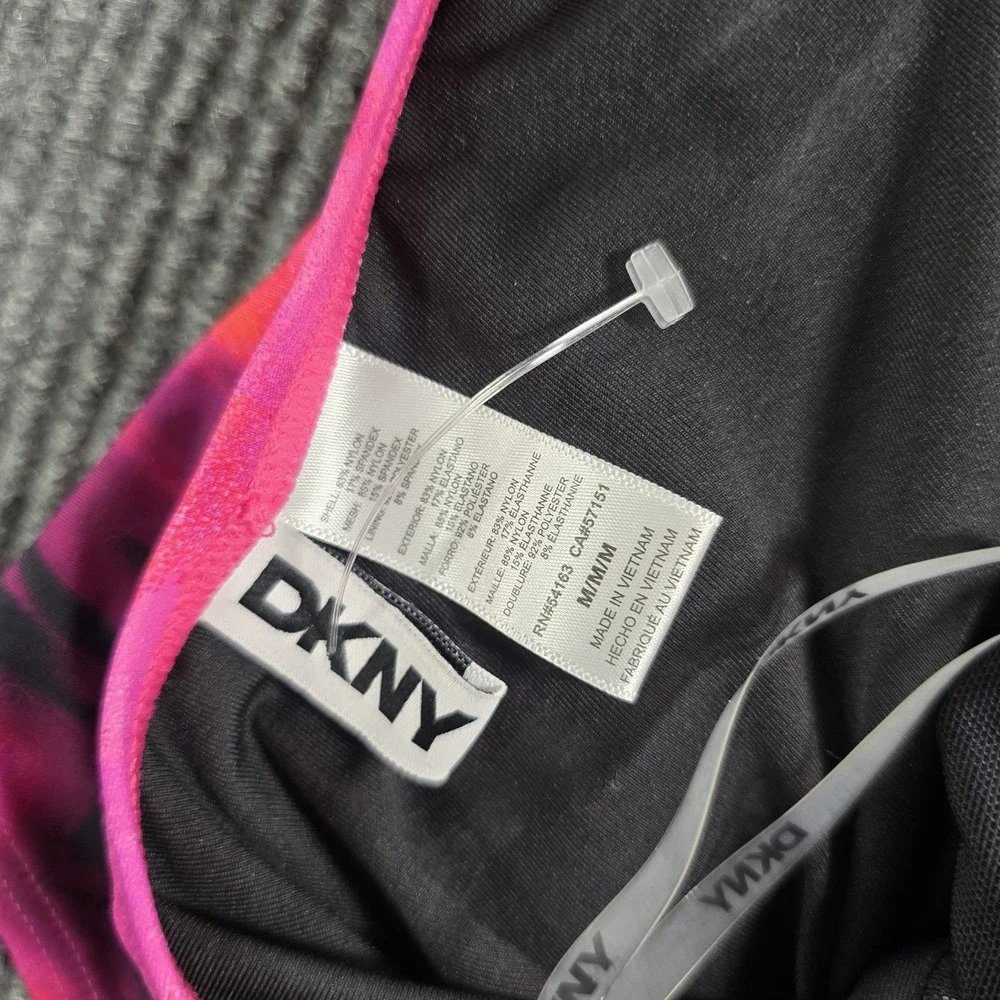 DKNY Women's Tie-Back Halter-Style One-Piece Swimsuit Pink Multicolor Med NWOT - Picture 6 of 6